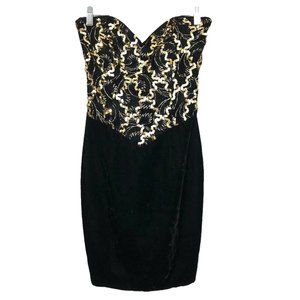 Vintage Gunne Sax 90s Strapless Sweatheart Beaded Sequin Velvet Cocktail…
